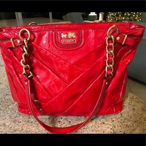 Authentic Coach Madison Red Patent Leather Purse